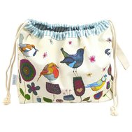 STITCHED BIRDIES DRAWSTRING BAG