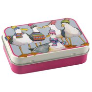 SEAGULLS IN BEANIES MINI RECTANGULAR TIN