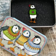 PIN IN A TIN – HEART WOOLLY PUFFIN