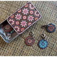 PERSIAN TILES CROCHET STITCH MARKERS IN A TIN