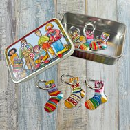 SOCK STITCH MARKERS IN A POCKET TIN