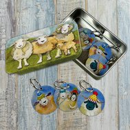 HAPPY SHEEP STITCH MARKERS IN A POCKET TIN