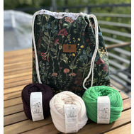 Yarn Queen projektová taška  Paní Kytková zelená - Kanvas
